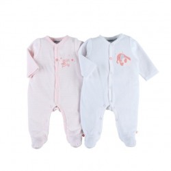 Dors-bien Velours Rayé Rose - Coton BIO - 12 mois / Hiver - Noukies Z089374