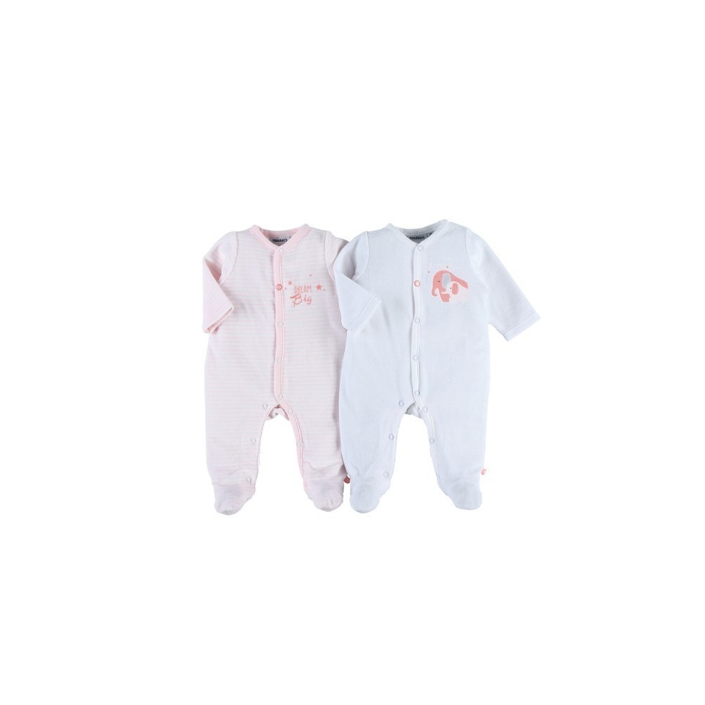 Dors-bien Velours Rayé Rose - Coton BIO - 12 mois / Hiver - Noukies Z089374